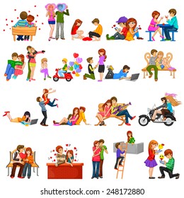 easy to edit vector illustration of couple in romantic pose for Happy Valentine's Day