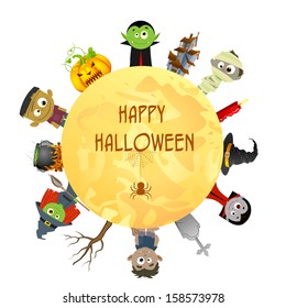 easy to edit vector illustration of Creepy character wishing Happy Halloween