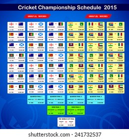 easy to edit vector illustration of Cricket 2015 match schedule