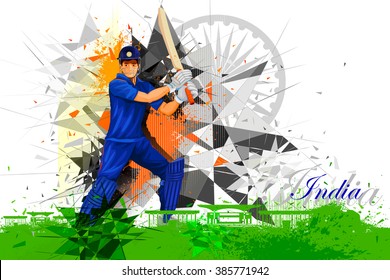 easy to edit vector illustration of cricket player from India