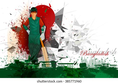 easy to edit vector illustration of cricket player from Bangladesh