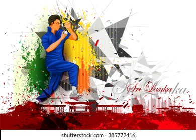 easy to edit vector illustration of cricket player from Sri Lanka