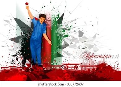 easy to edit vector illustration of cricket player from Afghanistan