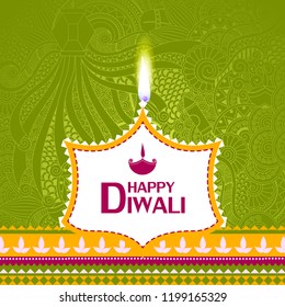 easy to edit vector illustration of decorated diya for Happy Diwali holiday background