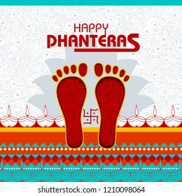 easy to edit vector illustration of decorated Happy Dhanteras Diwali holiday background
