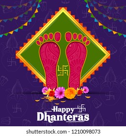 easy to edit vector illustration of decorated Happy Dhanteras Diwali holiday background