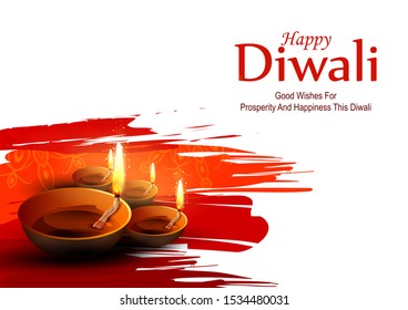 easy to edit vector illustration of decorated diya for Happy Diwali holiday Hindu festival of India background