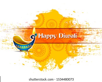 easy to edit vector illustration of decorated diya for Happy Diwali holiday Hindu festival of India background