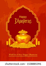 easy to edit vector illustration of decorated Happy Dhanteras Diwali holiday background