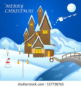 easy to edit vector illustration of decorated house for Christmas