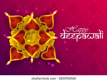 fácil de editar ilustración vectorial de la diya decorada para Feliz Diwali festival hindú de fondo de India