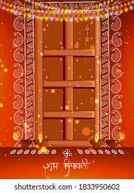 easy to edit vector illustration of decorated diya for Happy Diwali holiday Hindu festival of India background