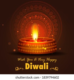 leicht zu bearbeiten Vektorgrafik der dekorierten Diya für Happy Diwali Urlaub Hindu Festival von Indien Hintergrund