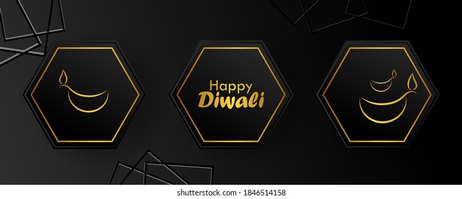 easy to edit vector illustration of decorated diya for Happy Diwali holiday Hindu festival of India background