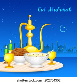 easy to edit vector illustration of decorated mosque on Eid Mubarak (Happy Eid)