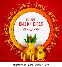 easy to edit vector illustration of decorated Diwali holiday background for Happy Dhanteras