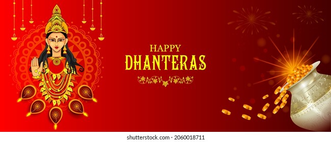 easy to edit vector illustration of decorated Diwali holiday background for Happy Dhanteras