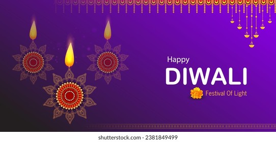 easy to edit vector illustration of decorated diya for Happy Diwali holiday Hindu festival of India background