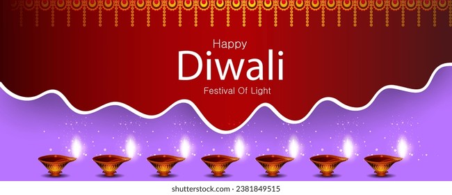 easy to edit vector illustration of decorated diya for Happy Diwali holiday Hindu festival of India background