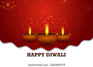 easy to edit vector illustration of decorated diya for Happy Diwali holiday Hindu festival of India background