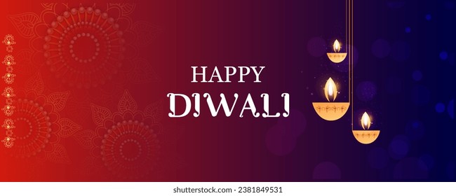 easy to edit vector illustration of decorated diya for Happy Diwali holiday Hindu festival of India background