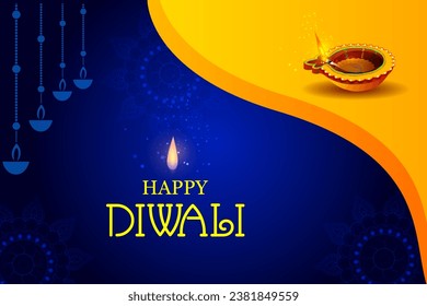 easy to edit vector illustration of decorated diya for Happy Diwali holiday Hindu festival of India background