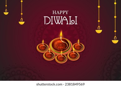 easy to edit vector illustration of decorated diya for Happy Diwali holiday Hindu festival of India background