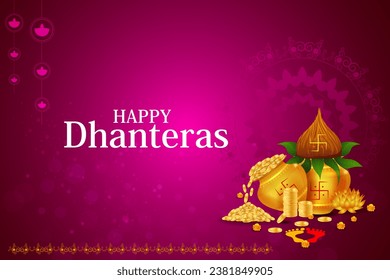 easy to edit vector illustration of decorated Diwali holiday background for Happy Dhanteras
