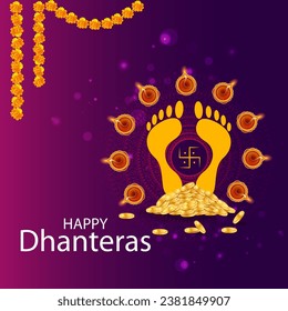 easy to edit vector illustration of decorated Diwali holiday background for Happy Dhanteras