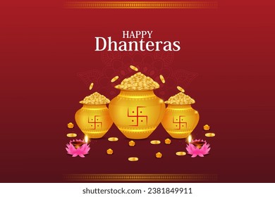 easy to edit vector illustration of decorated Diwali holiday background for Happy Dhanteras