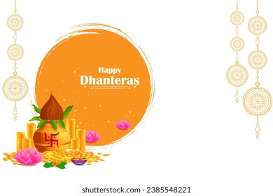 easy to edit vector illustration of decorated Diwali holiday background for Happy Dhanteras