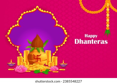 easy to edit vector illustration of decorated Diwali holiday background for Happy Dhanteras