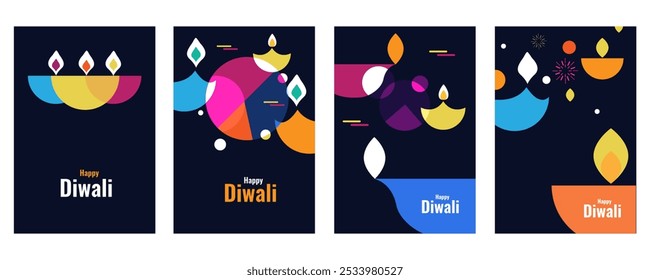 easy to edit vector illustration of decorated diya for Happy Diwali holiday Hindu festival of India background