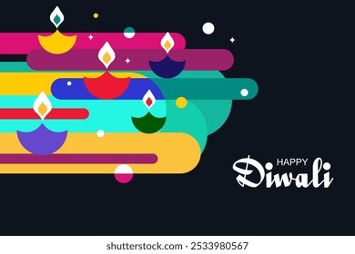 easy to edit vector illustration of decorated diya for Happy Diwali holiday Hindu festival of India background