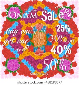 easy to edit vector illustration of decorated elephant for Happy Onam