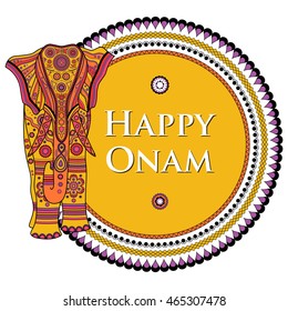 easy to edit vector illustration of decorated elephant for Happy Onam
