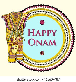 easy to edit vector illustration of decorated elephant for Happy Onam
