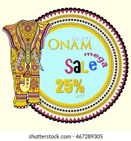 easy to edit vector illustration of decorated elephant for Happy Onam. Holiday sale