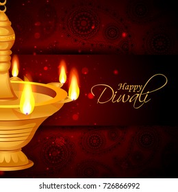 easy to edit vector illustration of decorated diya for Happy Diwali holiday background