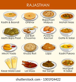 easy to edit vector illustration of delicious traditional food of Rajasthan India