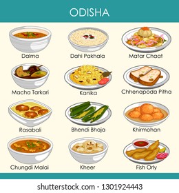 easy to edit vector illustration of delicious traditional food of Odisha India