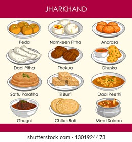 easy to edit vector illustration of delicious traditional food of Jharkhand India
