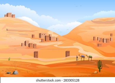 easy to edit vector illustration of Desert landscape