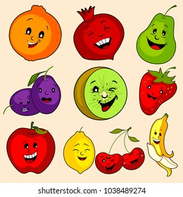 easy to edit vector illustration of different variety of fresh Fruit on isolated background
