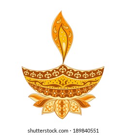 easy to edit vector illustration of Diwali diya  in floral design