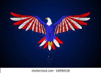 easy to edit vector illustration of eagle with American flag for Independence day