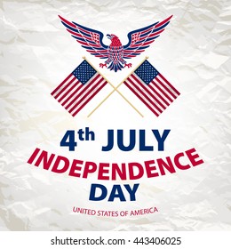 easy to edit vector illustration of eagle with American flag for Independence day art