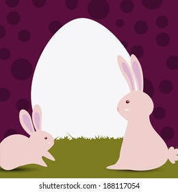 easy to edit vector illustration of Easter cute mother bunny with her child