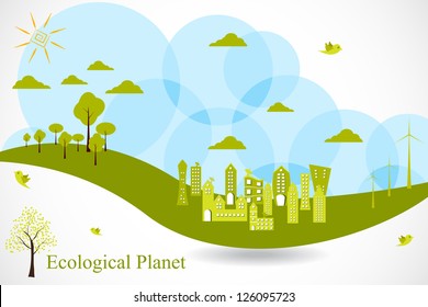 easy to edit vector illustration of ecofriendly city