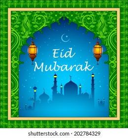easy to edit vector illustration of Eid Mubarak (Happy Eid) background